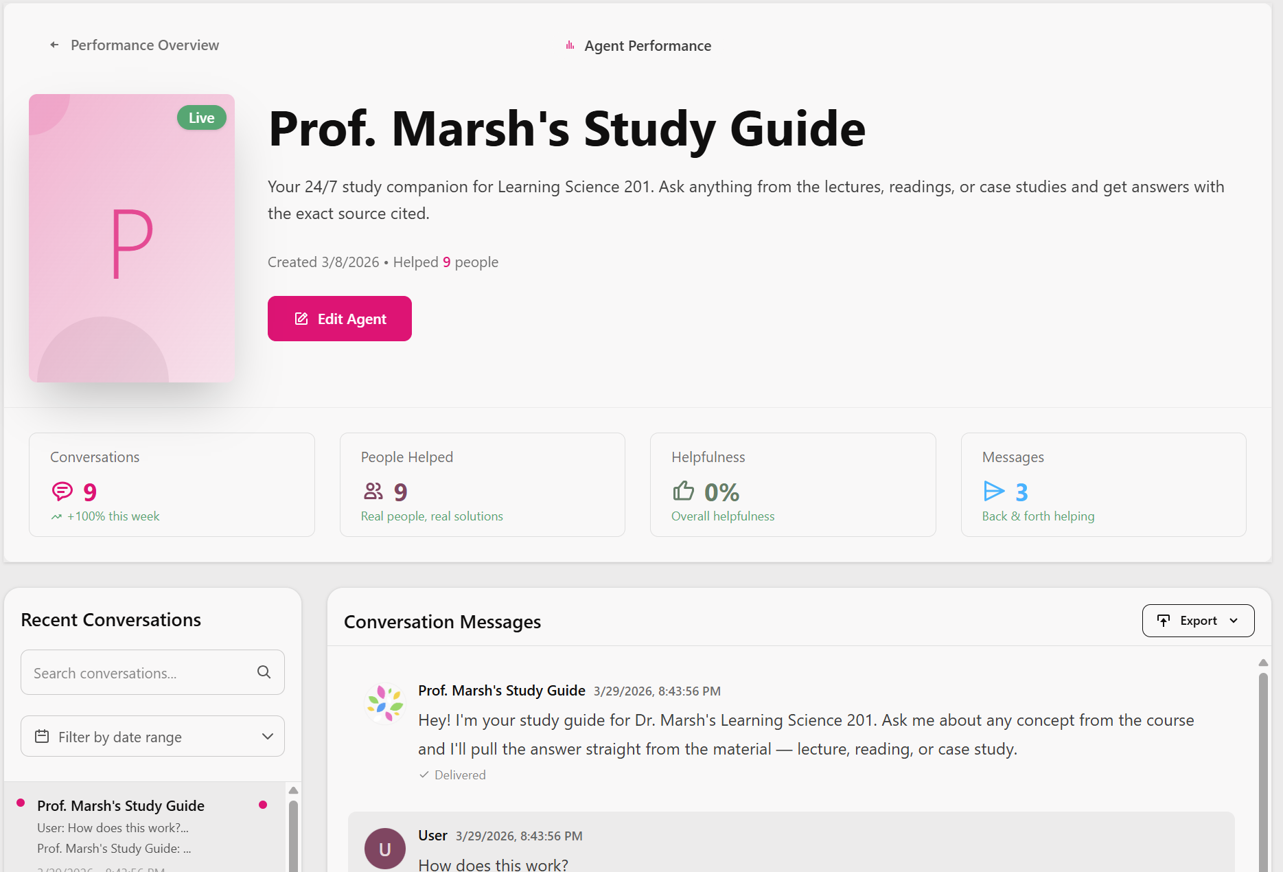 Deploy & Grow step — analytics dashboard